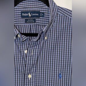 Polo Ralph Lauren BLAKE Shirt Blue Plaid Button Down Short Sleeve Pony Mens M